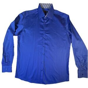 Sand Copenhagen Shirt Mens Large 42 Solid Long Sleeve Barrel Paisley Cuffs